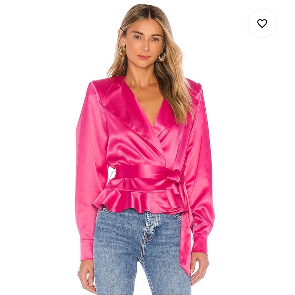 LPA Molly Satin Jacket in Fuchsia Pink size small